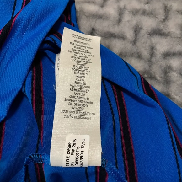 Under Armor ColdBlack Men’s Polo Shirt, Size M, Colour Blue W/ Stripes. - Picture 8 of 10